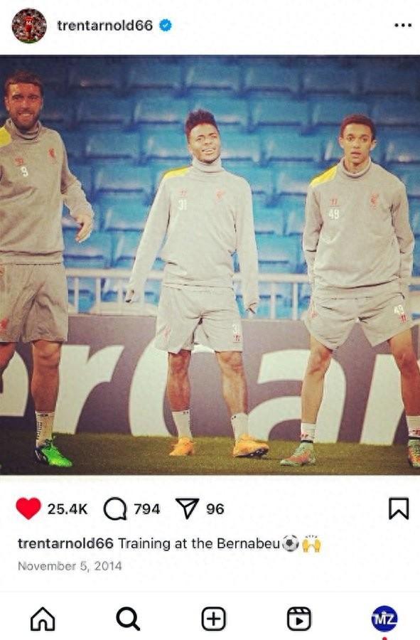 "偶然与宿命：阿诺德的Instagram首晒竟源于伯纳乌球场的神秘邂逅"